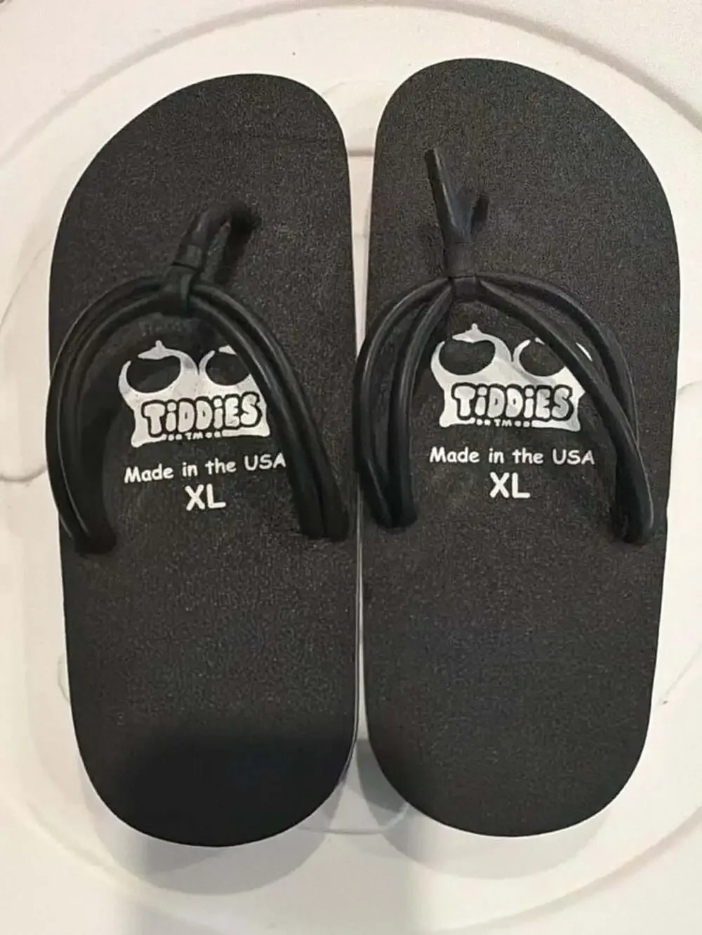 Tiddies Brand Made in the USA Black Flip Flops Sandals XL